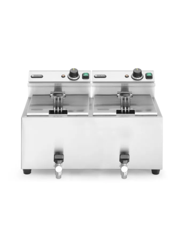 Freidora Eléctrica Doble PROFI LINE con Grifo de Hendi