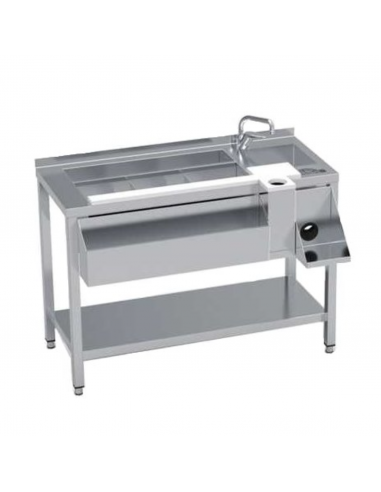 Mesa de coctelería con fregadero y estante MCE-120 de Eratos