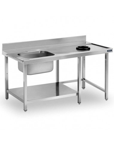 Mesa de prelavado con aro de desbarazo y estante de Distform